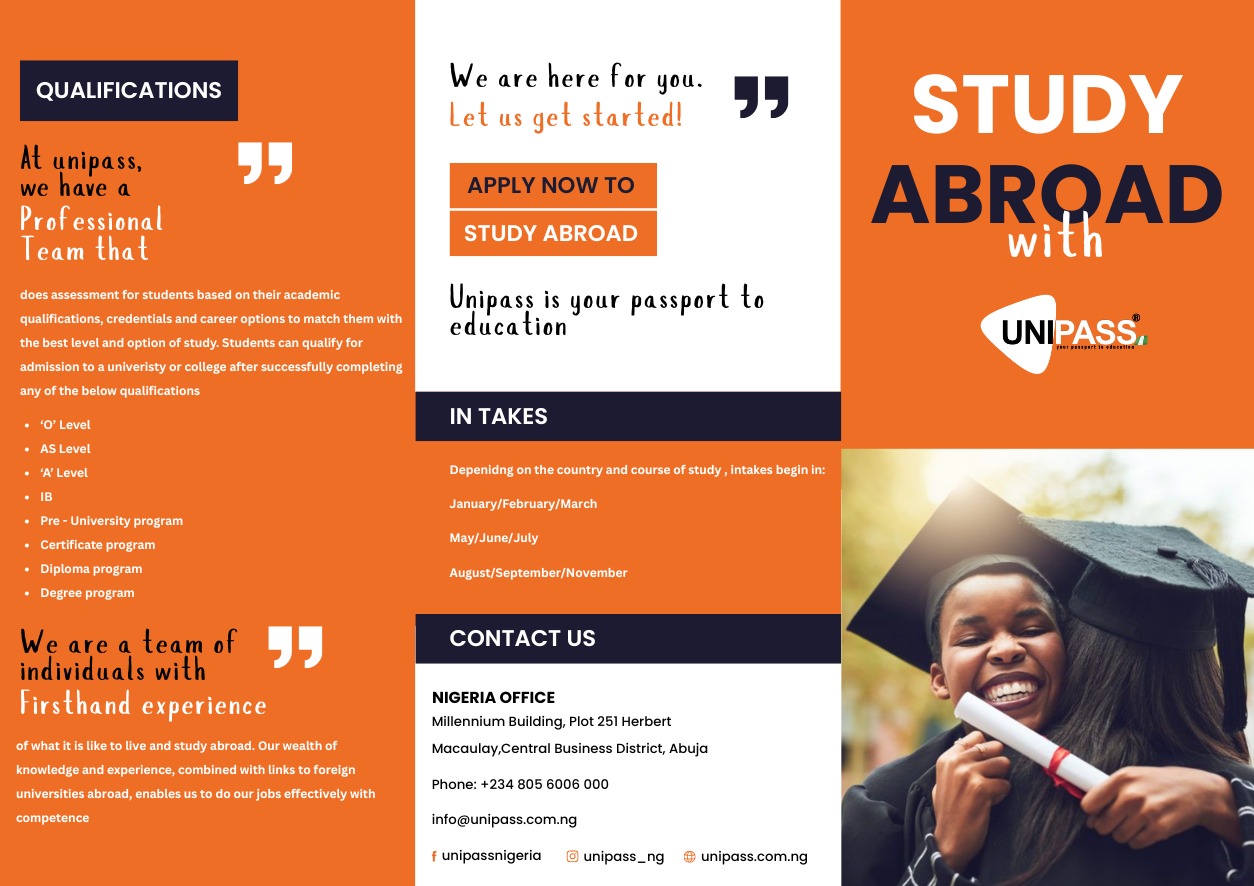 Study Abroad Tri-fold — Outer for AUF / UNIPASS